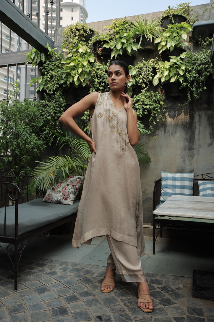 GUL - ORGANZA A-LINE KURTA WITH PANT