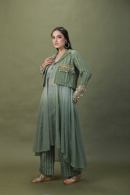 DEVI DRAPE SAGE GREEN OMBRE 4 PCS SET
