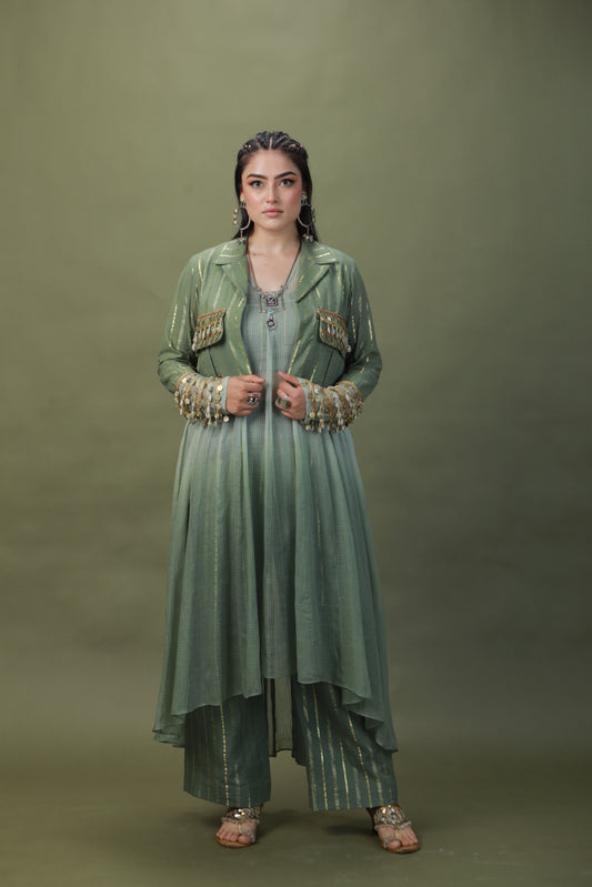 DEVI DRAPE SAGE GREEN OMBRE 4 PCS SET