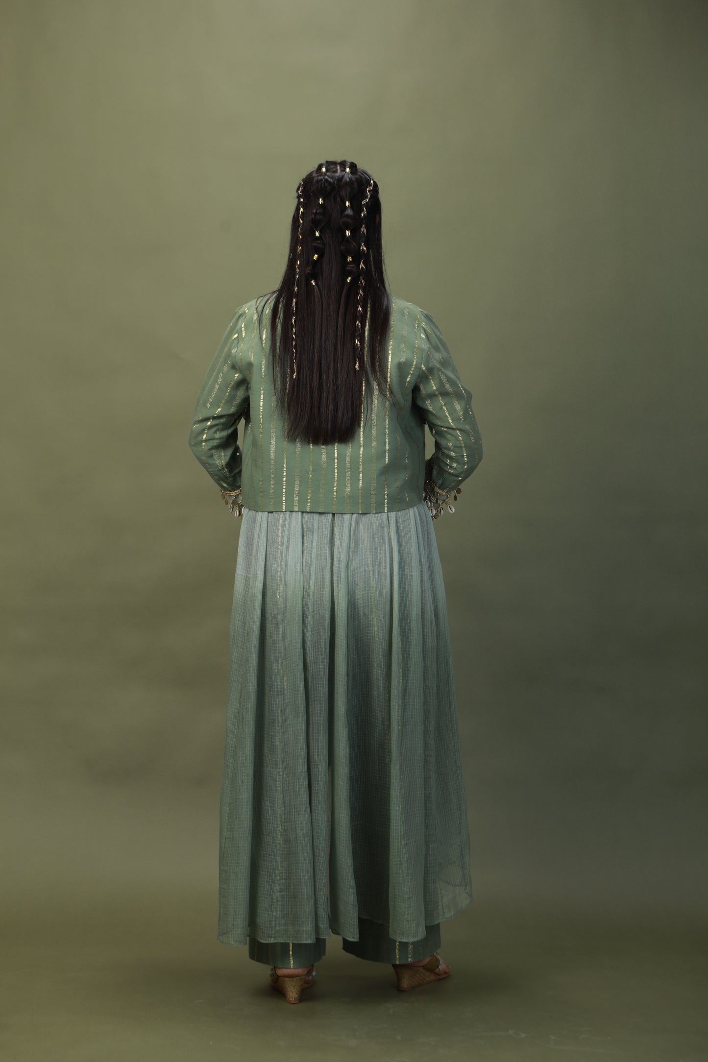 DEVI DRAPE SAGE GREEN OMBRE 4 PCS SET