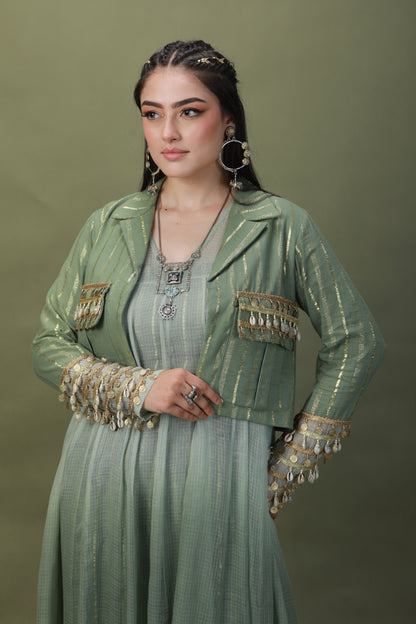 DEVI DRAPE SAGE GREEN OMBRE 4 PCS SET