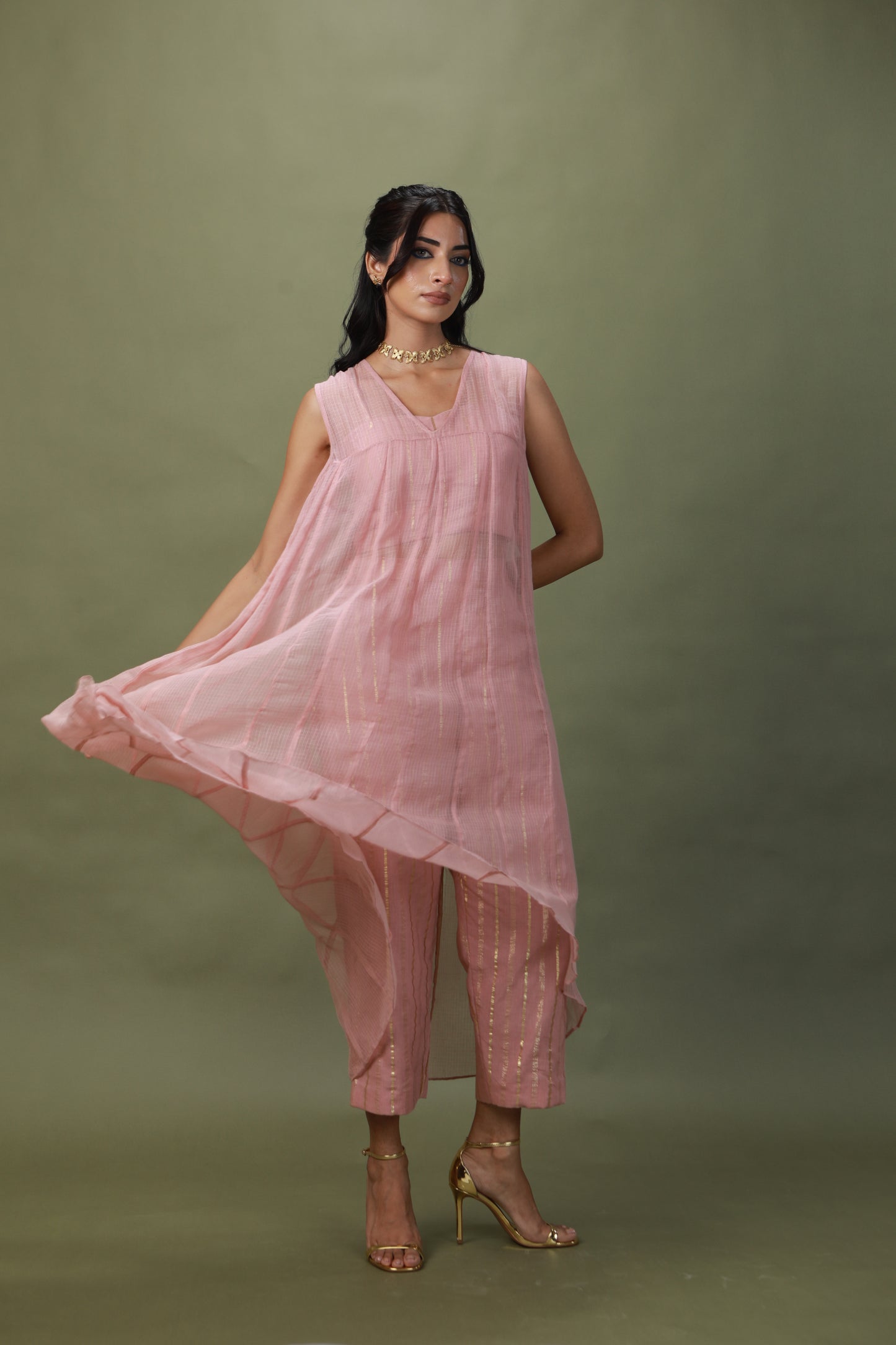 DEVI DRAPE SALMON PINK 4 PCS SET