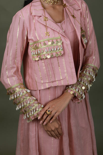 DEVI DRAPE SALMON PINK 4 PCS SET