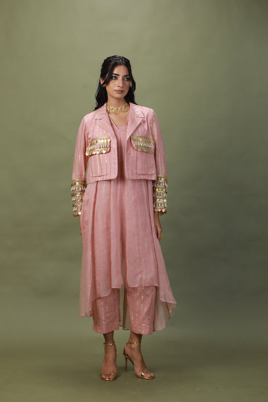DEVI DRAPE SALMON PINK 4 PCS SET