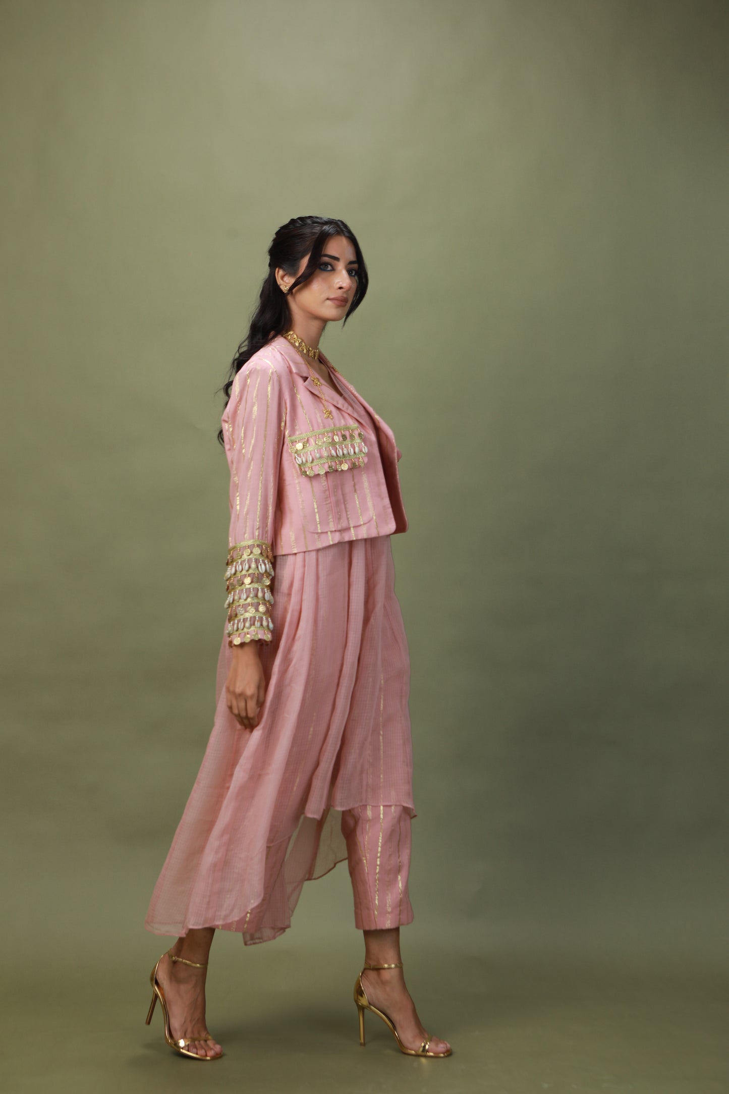 DEVI DRAPE SALMON PINK 4 PCS SET