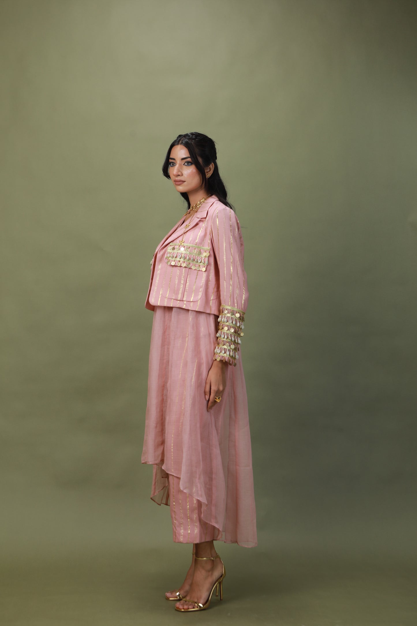 DEVI DRAPE SALMON PINK 4 PCS SET