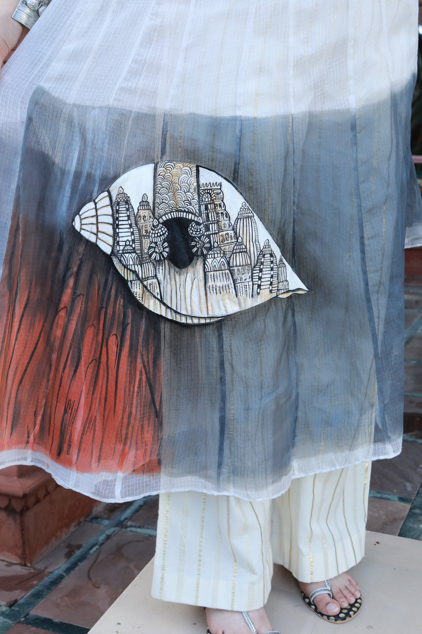 DEVI DRAPE KOTA DORIA HAND PAINTED SUIT