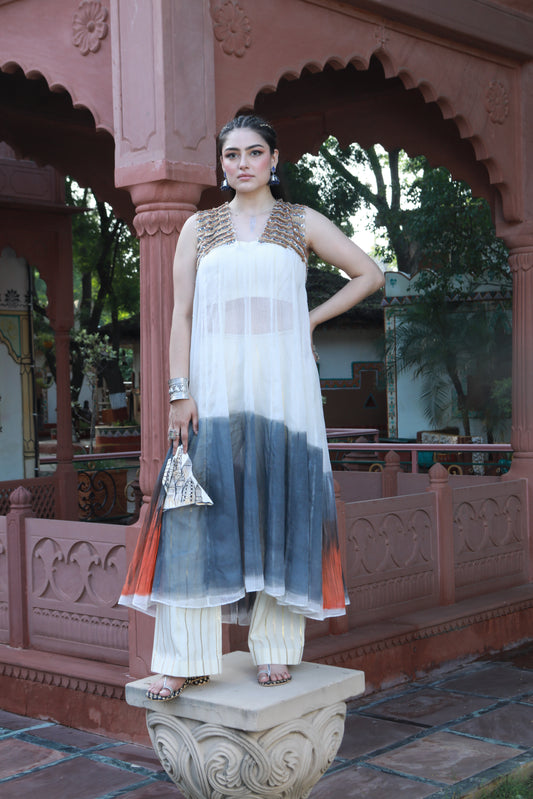 DEVI DRAPE KOTA DORIA HAND PAINTED SUIT