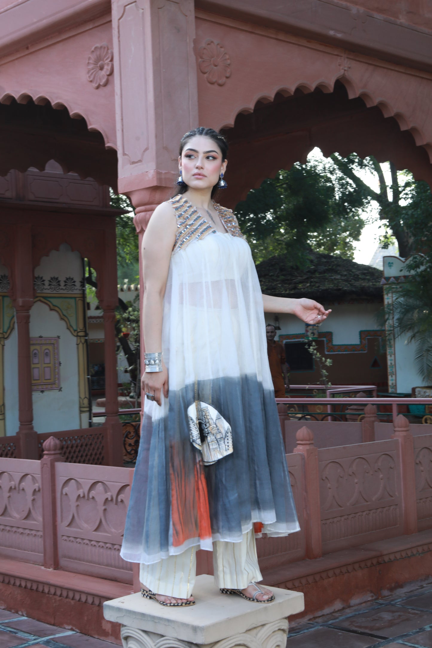 DEVI DRAPE KOTA DORIA HAND PAINTED SUIT