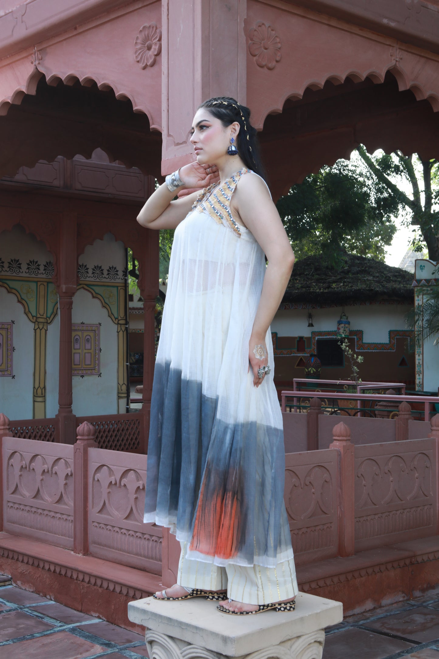 DEVI DRAPE KOTA DORIA HAND PAINTED SUIT