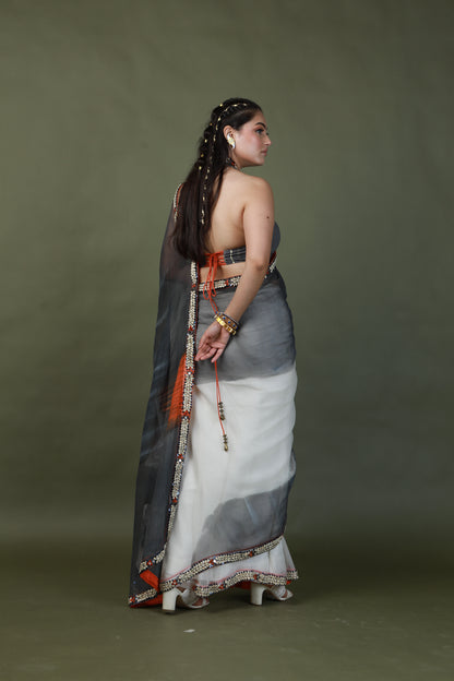DEVI DRAPE HAND PAINTED SAREE SET