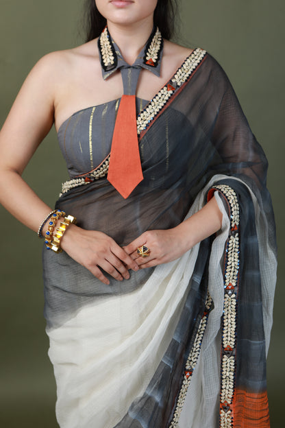 DEVI DRAPE HAND PAINTED SAREE SET