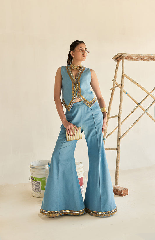 DENIM WAIST COAT AND  HIPSTARS