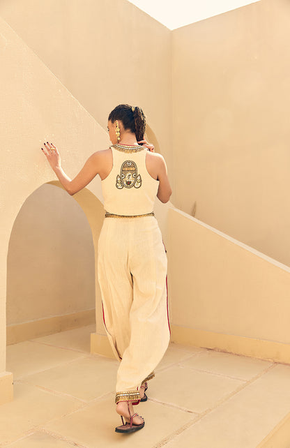 KHADI WAIST COAT WITH KHADI HERAM PANTS