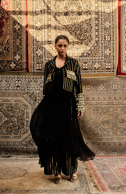 DEVI DRAPE BLACK 4 PIECE SET