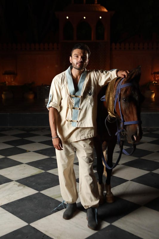 DEVI DRAPE MEN'S IVORY SHIRT AND PANT