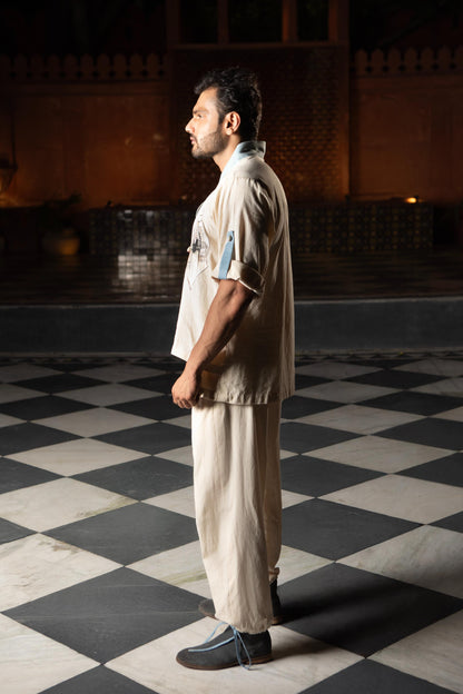 DEVI DRAPE MEN'S IVORY SHIRT AND PANT