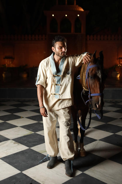 DEVI DRAPE MEN'S IVORY SHIRT AND PANT