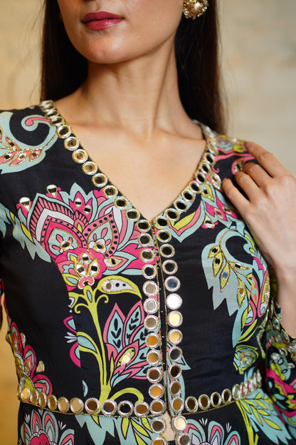 DIVYA BLACK PEPLUM & SHARARA & DUPATTA