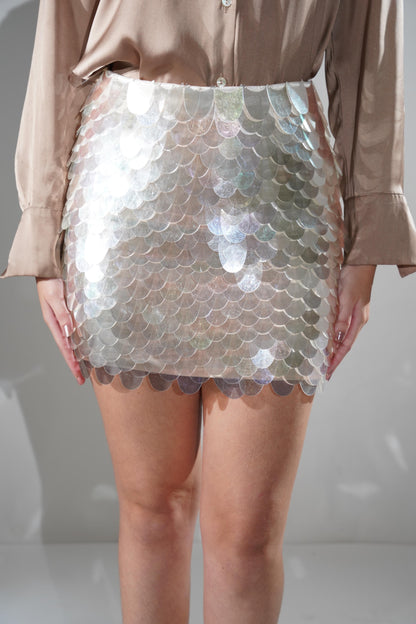 ANASTASIA HOLOGRAPHIC SEQUINS EMBELLISHED MINI SKIRT