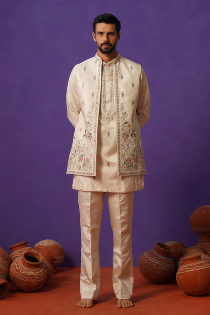 KIAAN IVORY SHORT KURTA JACKET SET