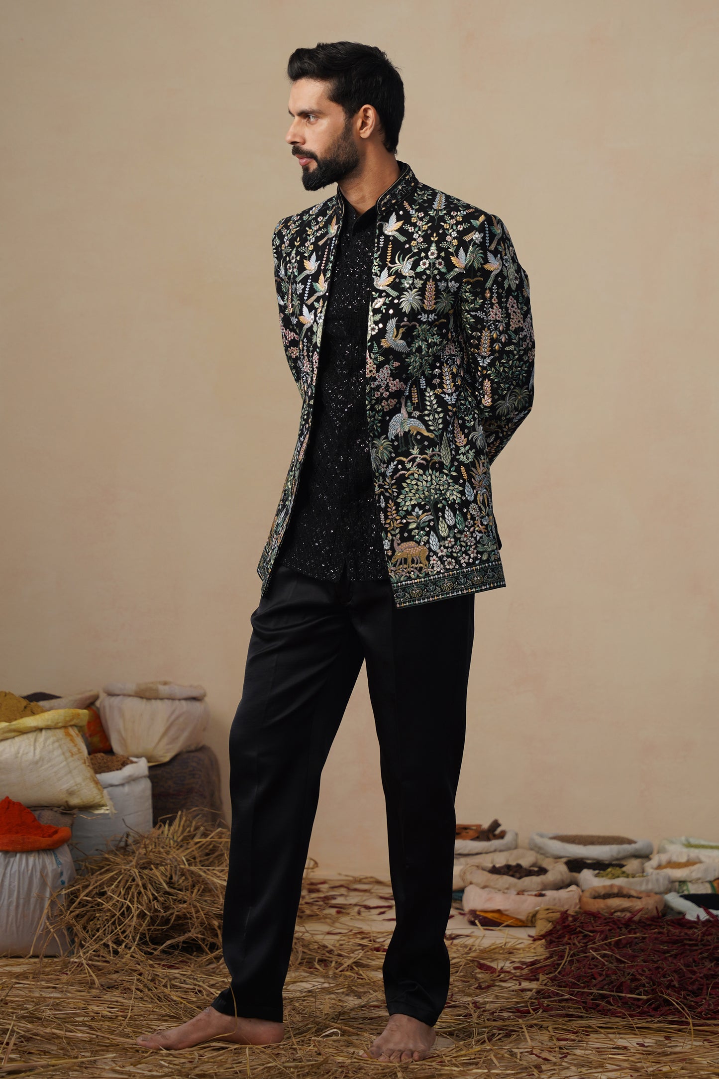 PARIND BLACK JODHPURI SET