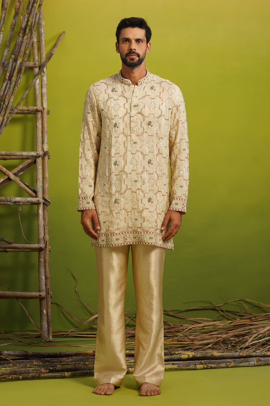 AARSH GOLDEN SHORT KURTA SET