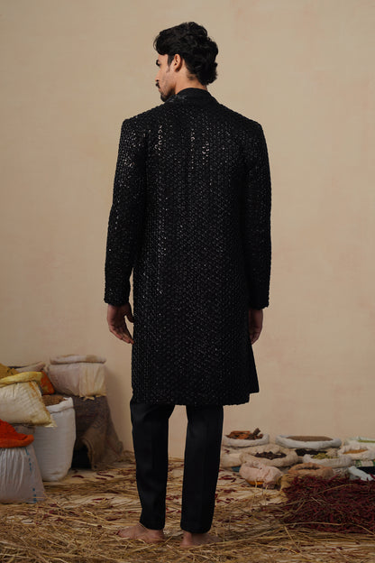 VED CUTDANA BLACK INDOWESTERN SET