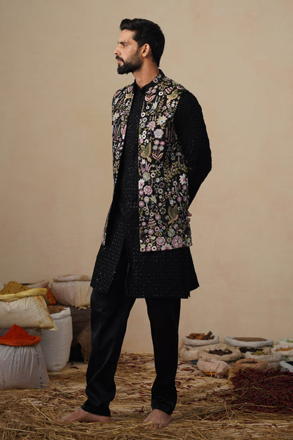 SHAURYA BLACK KURTA JACKET SET
