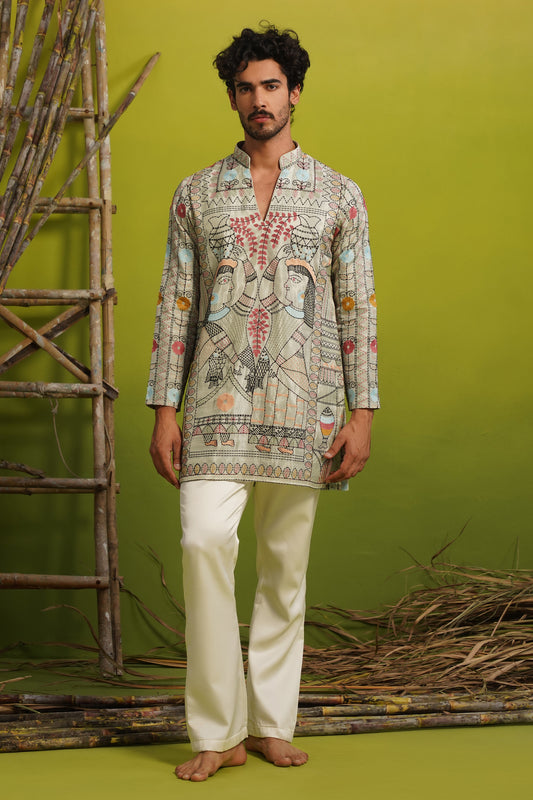 MADHUBAN SKY BLUE SHORT KURTA SET