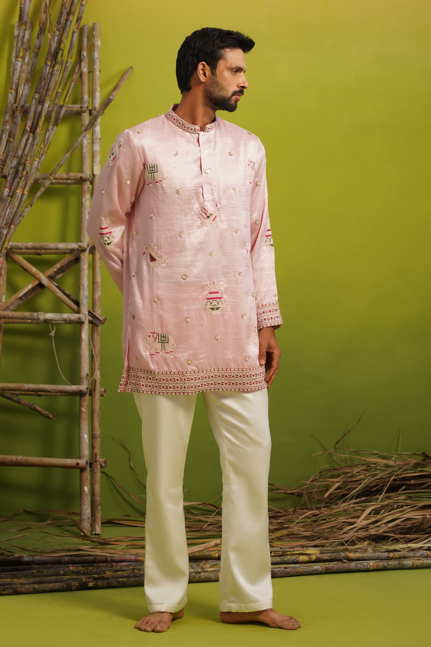 VEDANSH PINK SHORT KURTA SET