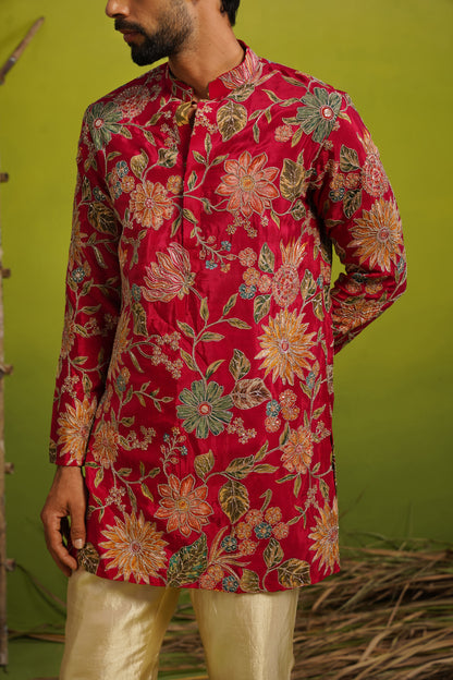SAHAR HOT PINK SHORT  KURTA SET