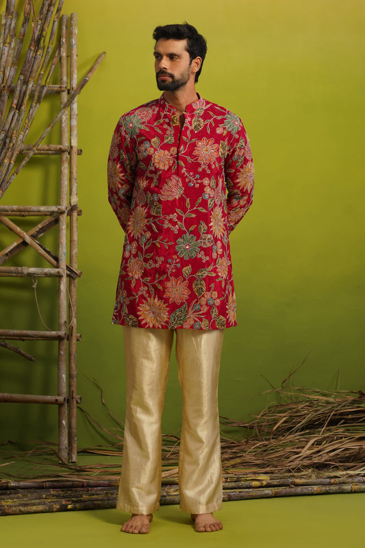 SAHAR HOT PINK SHORT  KURTA SET