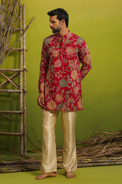 SAHAR HOT PINK SHORT  KURTA SET