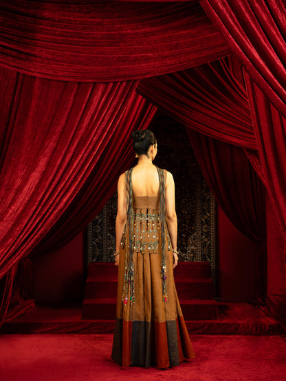 WALNUT BROWN PEPLUM KURTA WITH SHARARA PANT – GYPSY INSPIRED