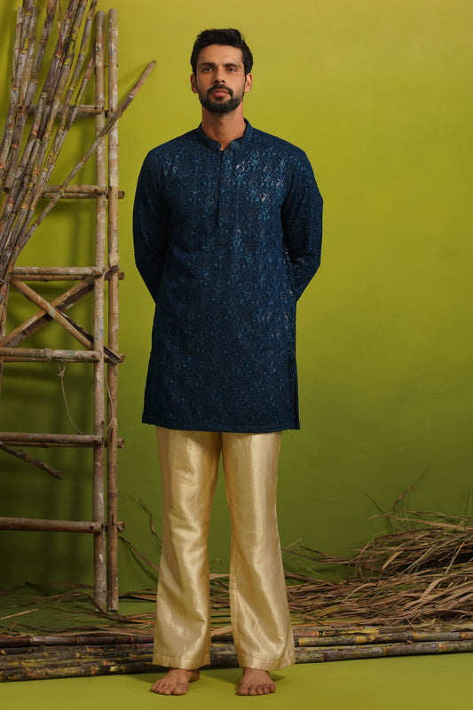 SUKOON NAVY BLUE SHORT KURTA SET