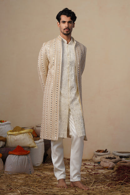 SHEESHA CUTDANA GOLDEN SHERWANI SET