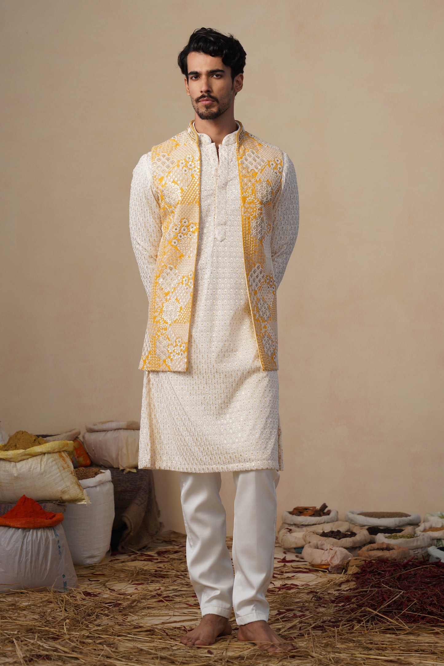 ZEENAT HALDI KURTA JACKET SET
