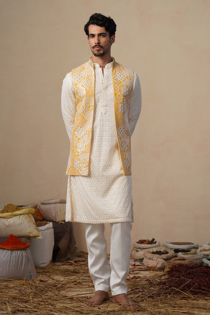 ZEENAT HALDI KURTA JACKET SET