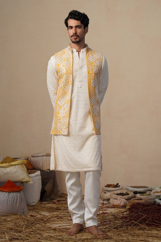 ZEENAT HALDI KURTA JACKET SET