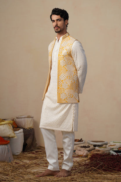 ZEENAT HALDI KURTA JACKET SET