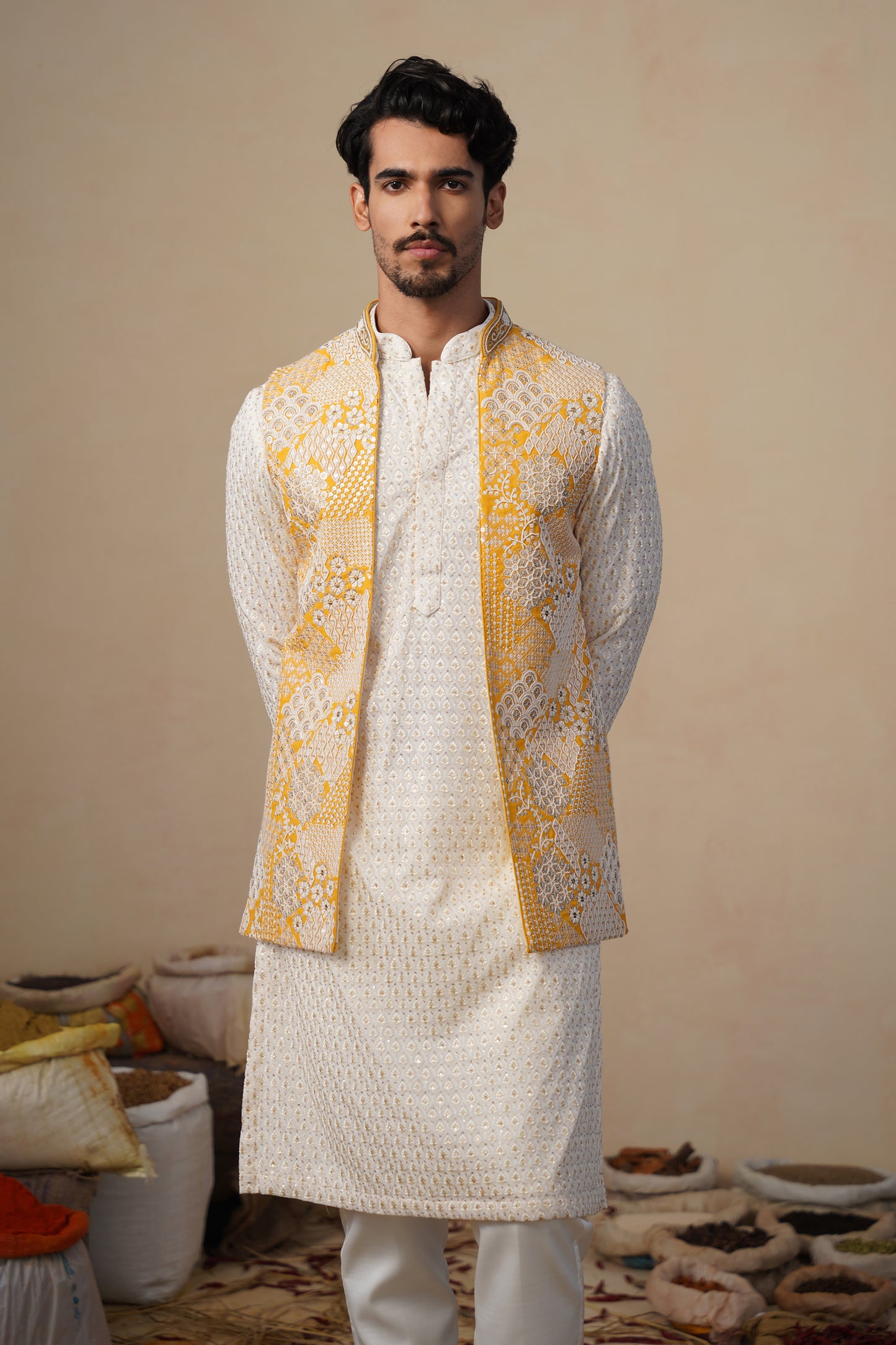 ZEENAT HALDI KURTA JACKET SET
