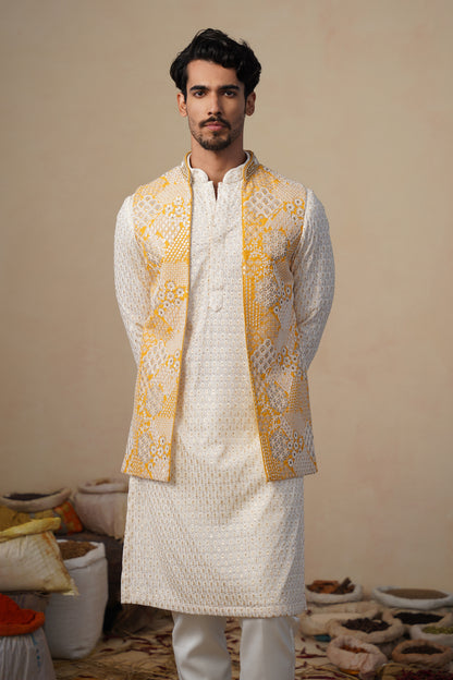 ZEENAT HALDI KURTA JACKET SET