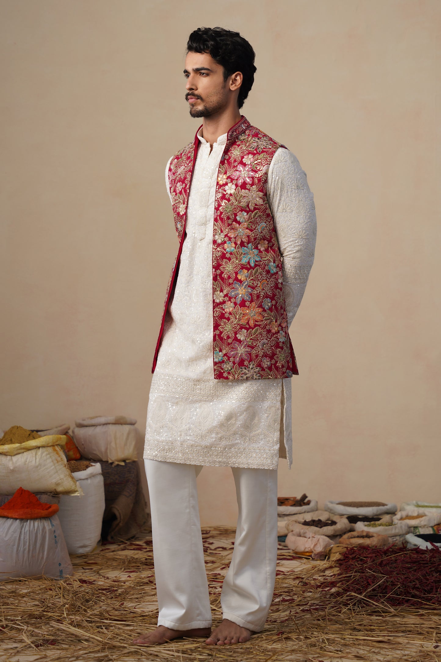 PRABHAT HOT PINK KURTA JACKET SET