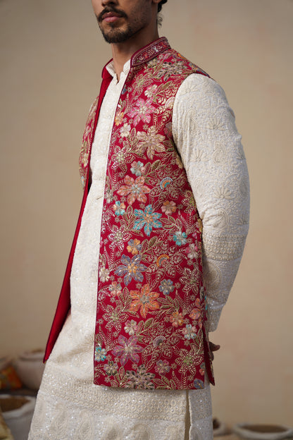 PRABHAT HOT PINK KURTA JACKET SET
