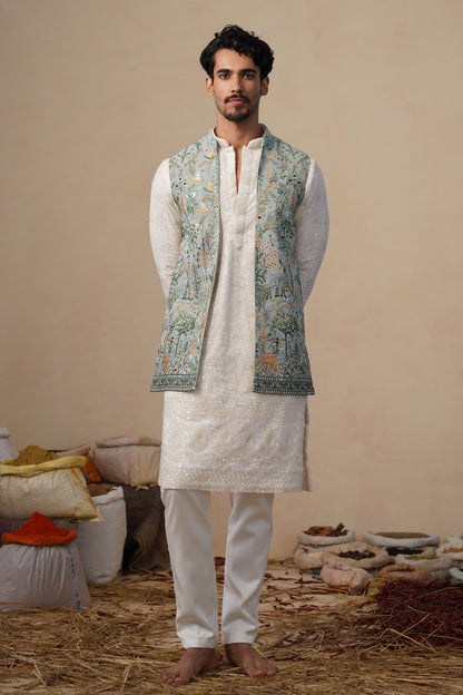 PARIND GREEN KURTA JACKET SET