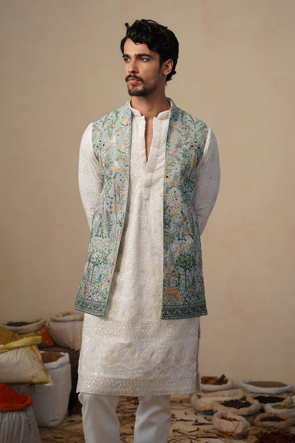 PARIND GREEN KURTA JACKET SET