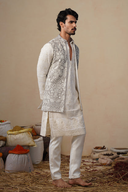 MAYURESH GREY KURTA JACKET SET