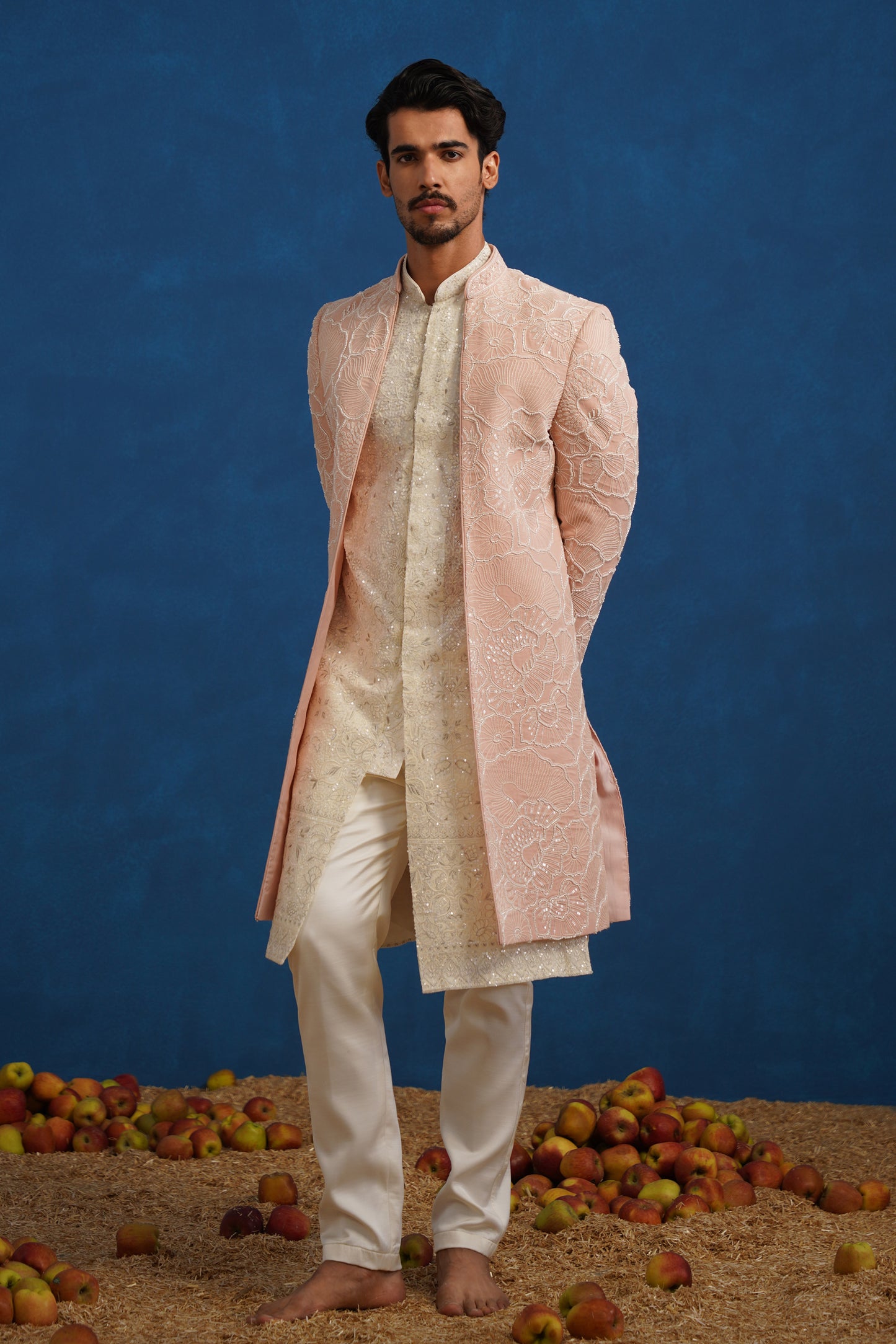 PARTHIV CUTDANA PINK SHERWANI SET