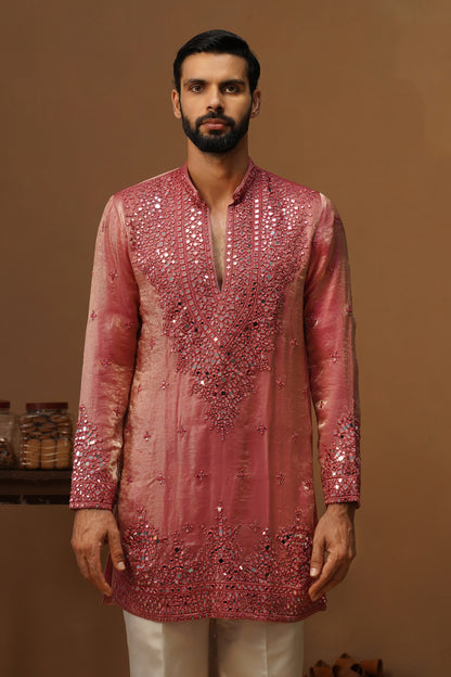 ARYA PINK  V NECK SHORT KURTA SET
